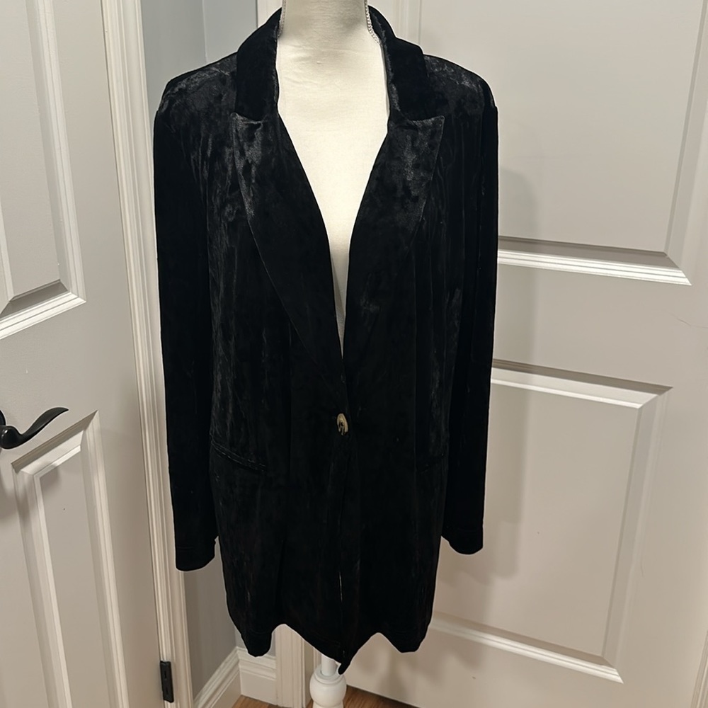 Velour xl one button black blazer